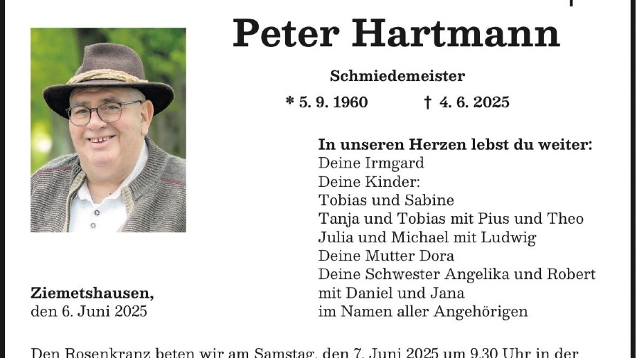 Die Metallinnung Günzburg – Neu-Ulm trauert um Peter Hartmann